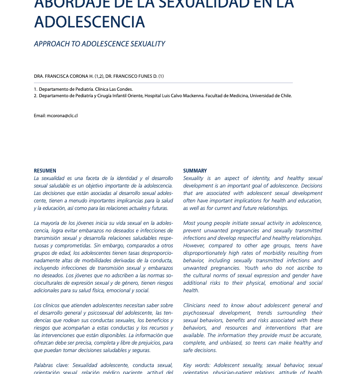 Abordaje de la sexualidad en la adolescencia